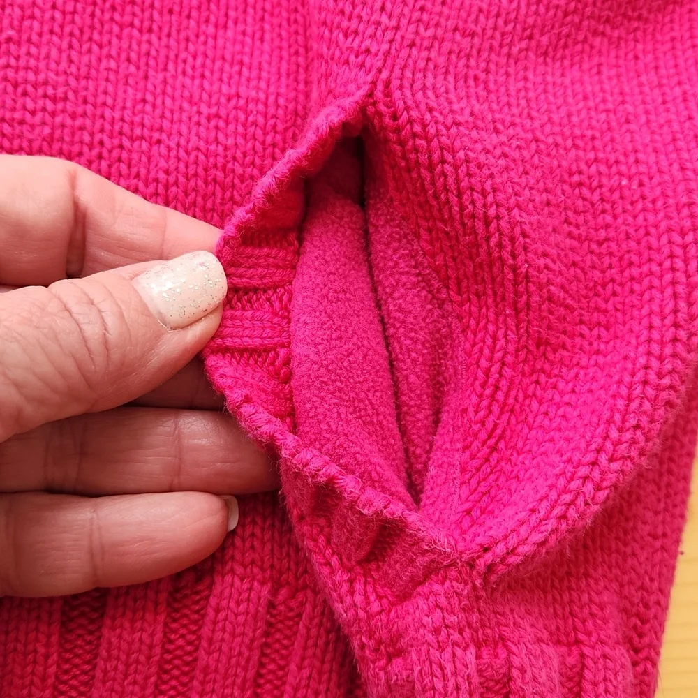 Vintage Ralph Lauren Hot Pink Girl's Neon Green Pony Turtleneck Sweater 4T